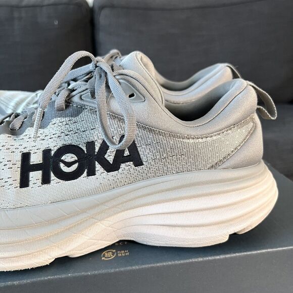 Hoka One One Bondi 8 'Sharkskin Harbor Mist' Gray Running Shoes Men's Size 8D - Picture 5 of 12